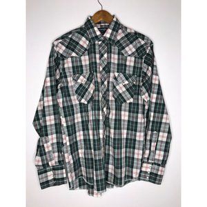 Wrangler Cowboy Cut Mens Regular Fit Plaid Pearl Snap Button Western Shirt 16-34